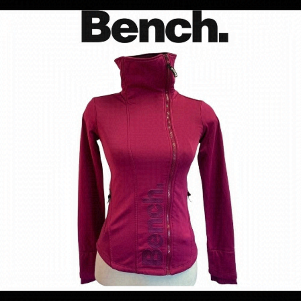 Bench fuchsia magenta high neck zipup jacket Sz XS